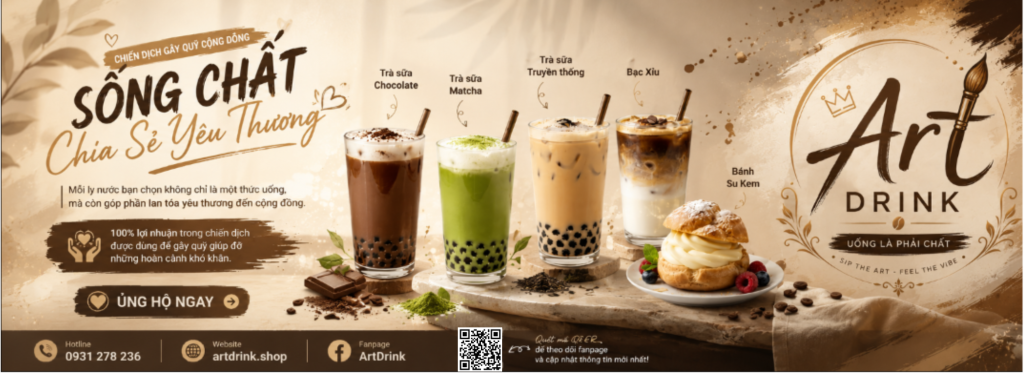 Chiến dịch Sống Chất ArtDrink - banner sự kiện thiện nguyện